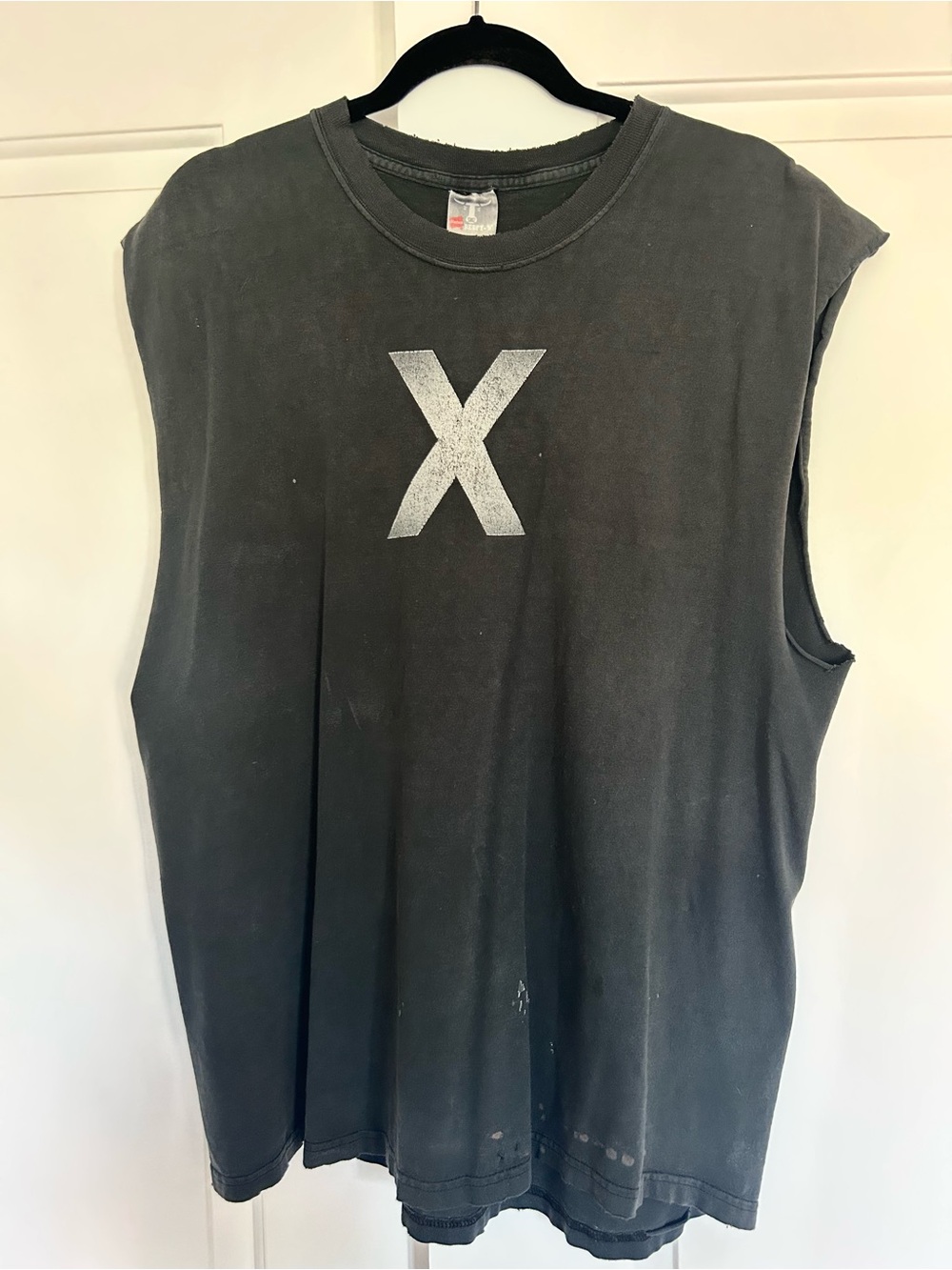 Men's Black Sleeveless Graphic Tee with 'X'